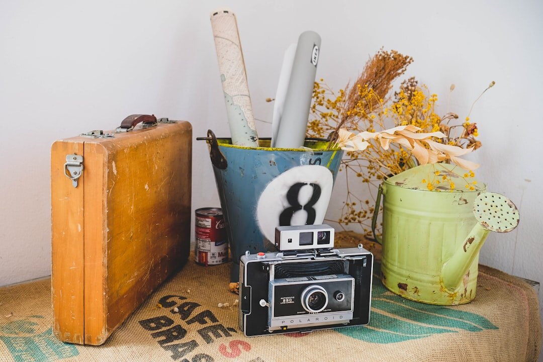Vintage camera equipment displayed as still life