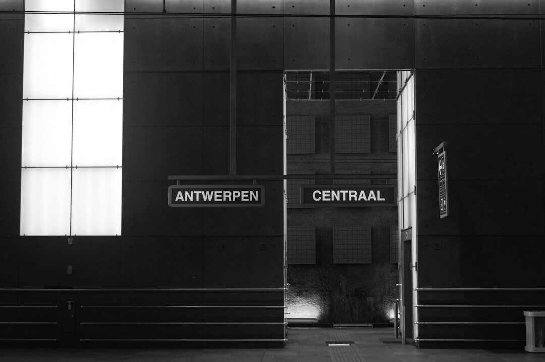 Black and white photo of Antwerp fashion runway show